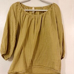 Pact Gold Gingham Women’s Top